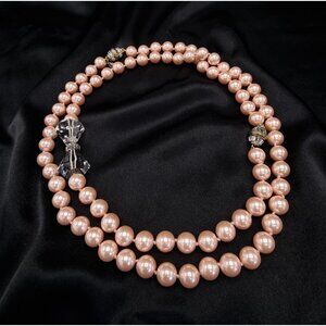 Heidi Daus Double-Strand Faux Pearl Necklace With Crystal Bow & Gold-Tone Accent